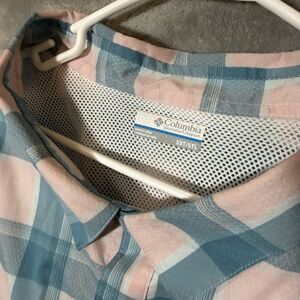 Columbia PFG Men Shirt 5XT Tall Check Plaid Short Sleeve Vented Omni Shade